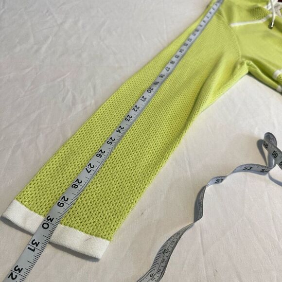 Chico’s Zenergy Womens Lime Green Lissa Mesh Knit Sweater Jacket XL Athleisure - Picture 9 of 10